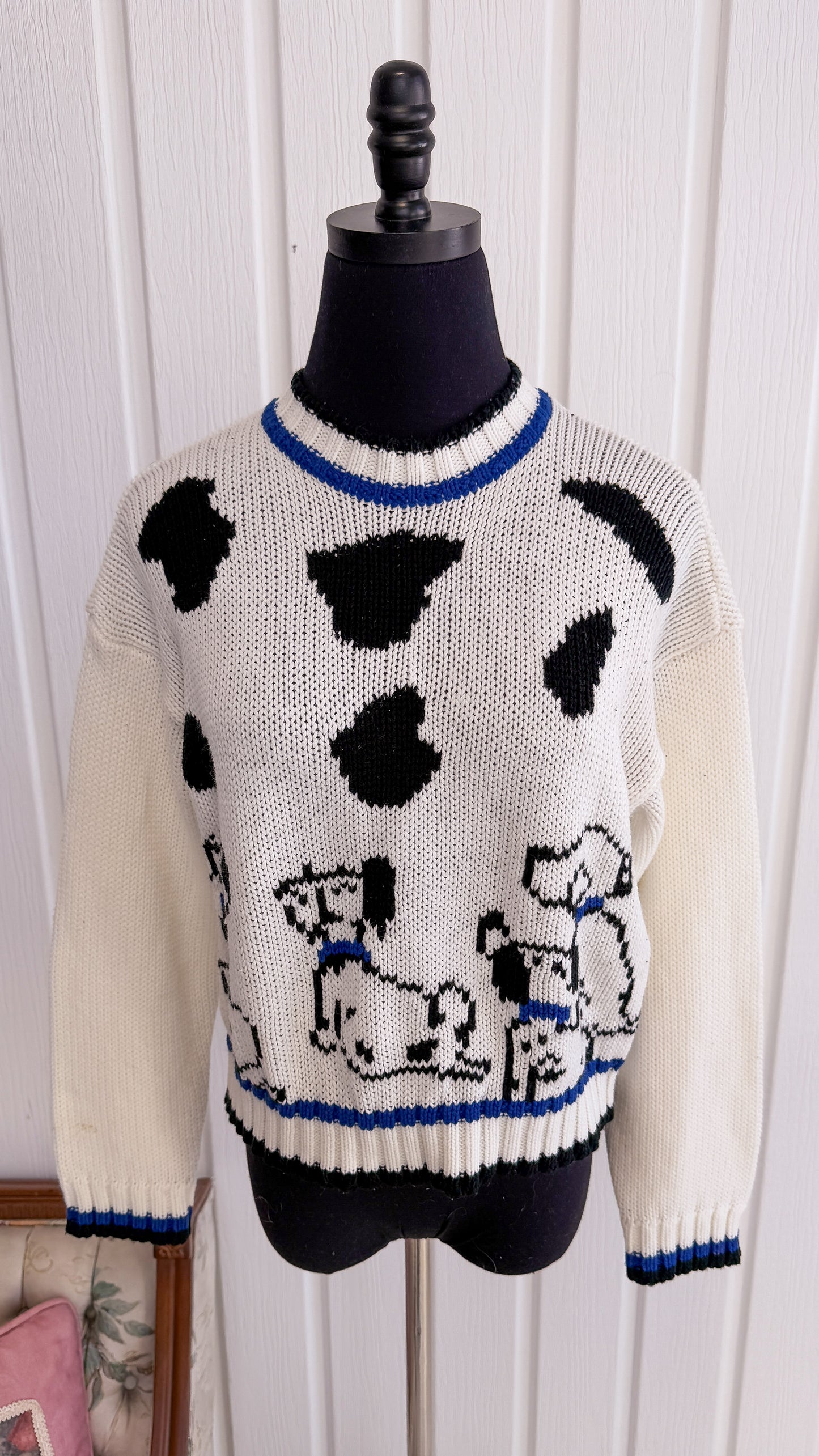Dalmatians white knitted sweater - small