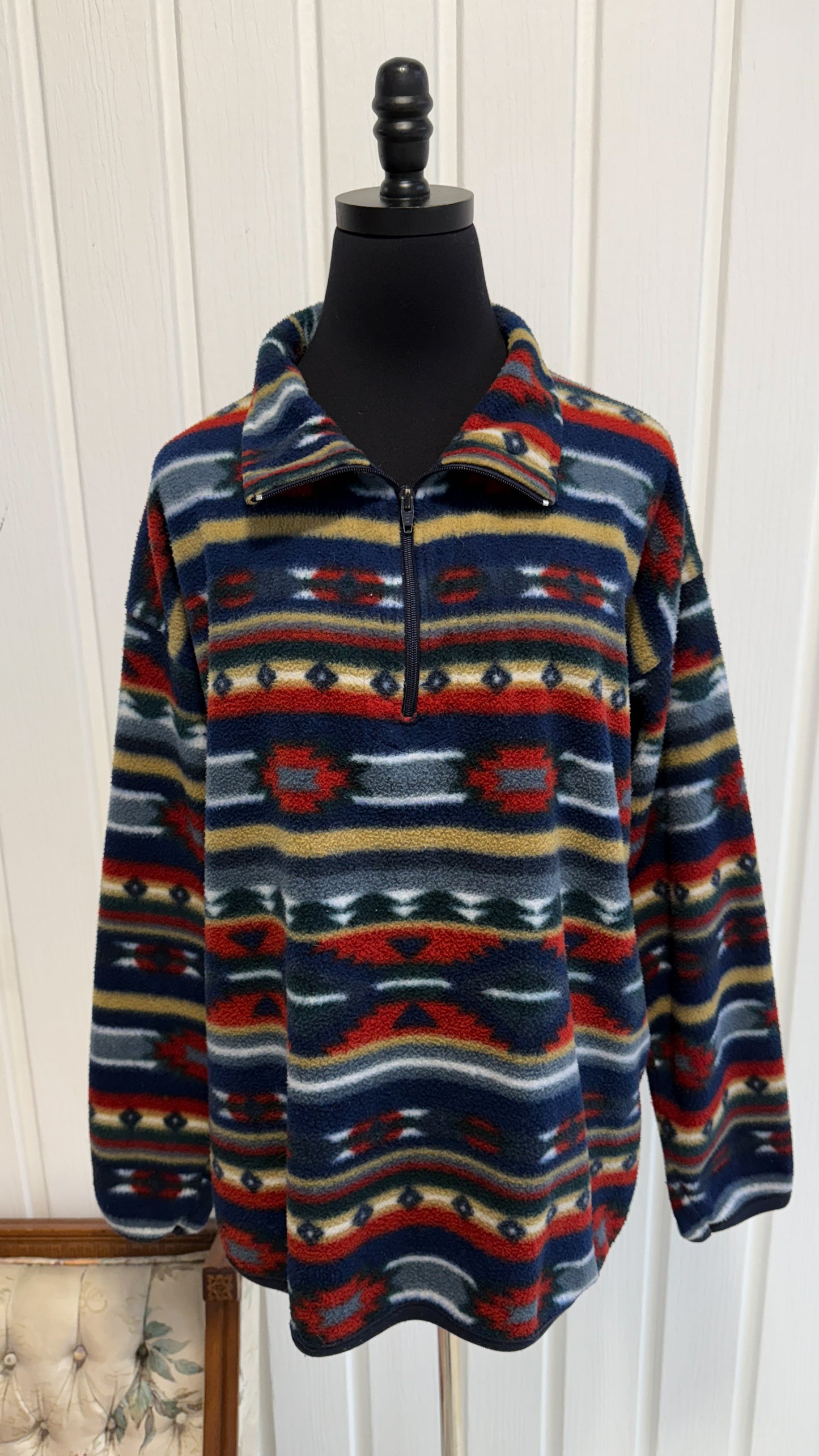 Chandail en polar marine rayé-x-large