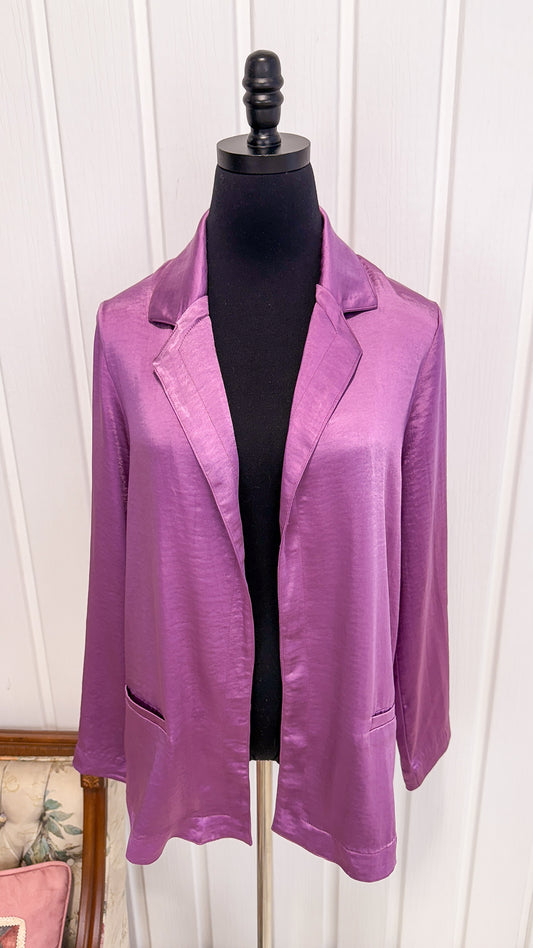 Purple satin jacket - small