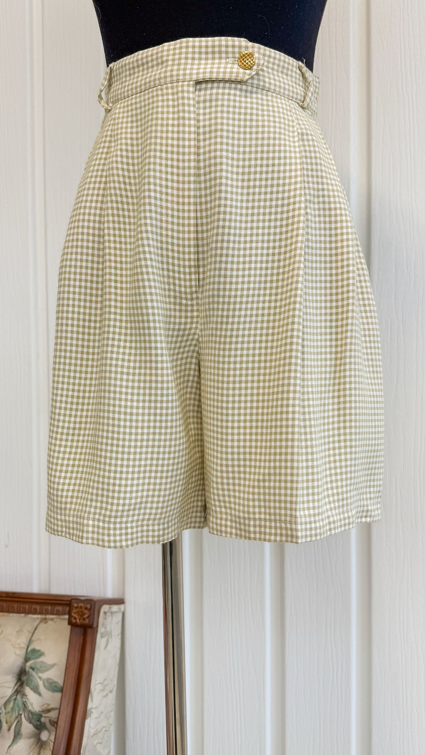 Shorts carreauté beige et vert- small