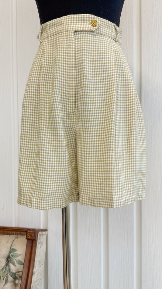 Shorts carreauté beige et vert- small