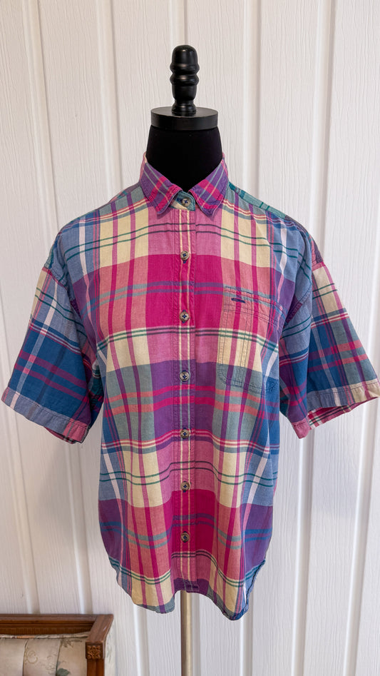 Chemisier carreauté bleu,rose et beige - medium