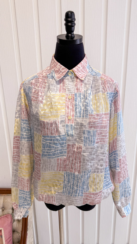 Chemisier motifs carrés pastels- medium
