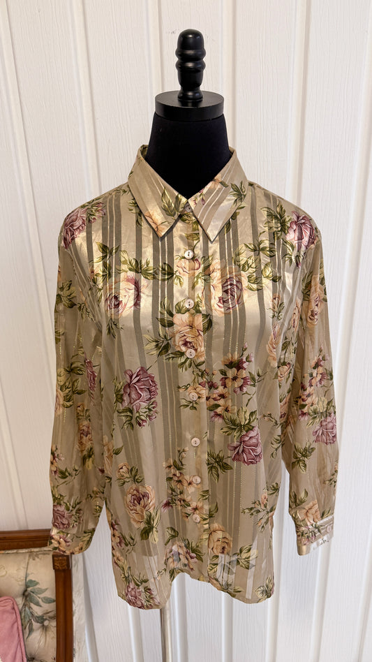 Chemisier doré fleuris -medium