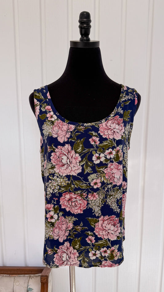 Haut sans manche bleu fleuris- medium