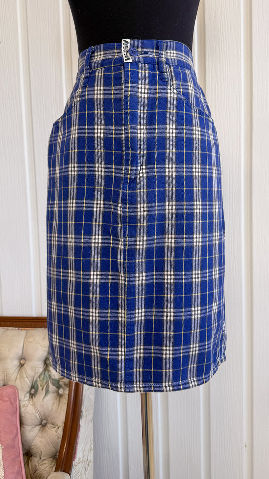 Jupe droite carreauté bleu- small