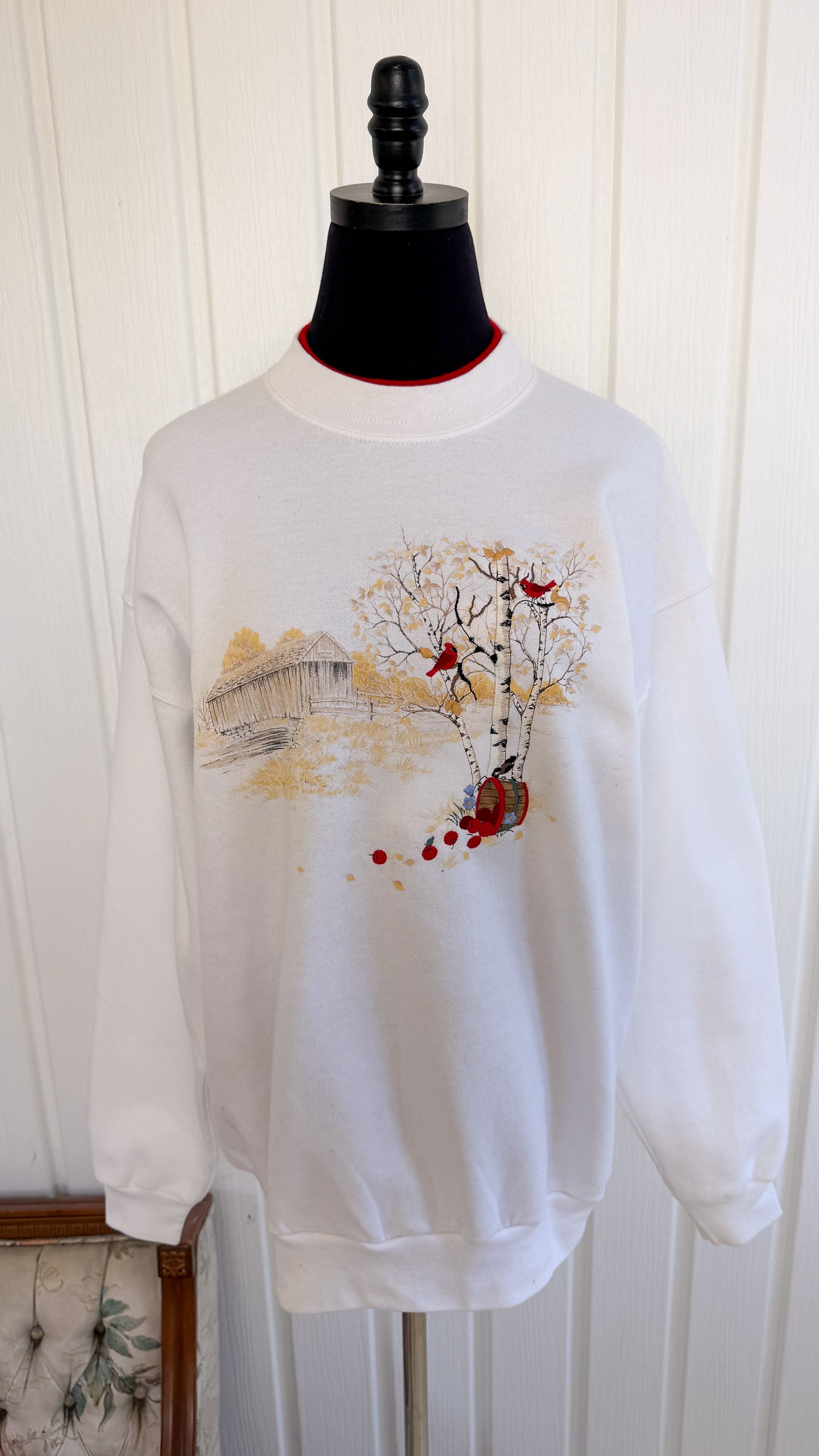 Chandail crewneck blanc cardinaux- large