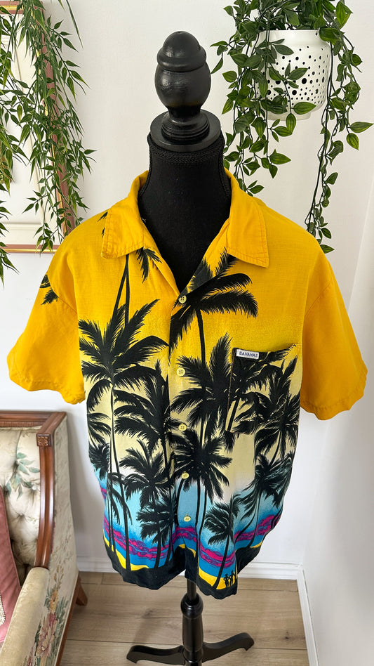 Yellow palm tree blouse - large