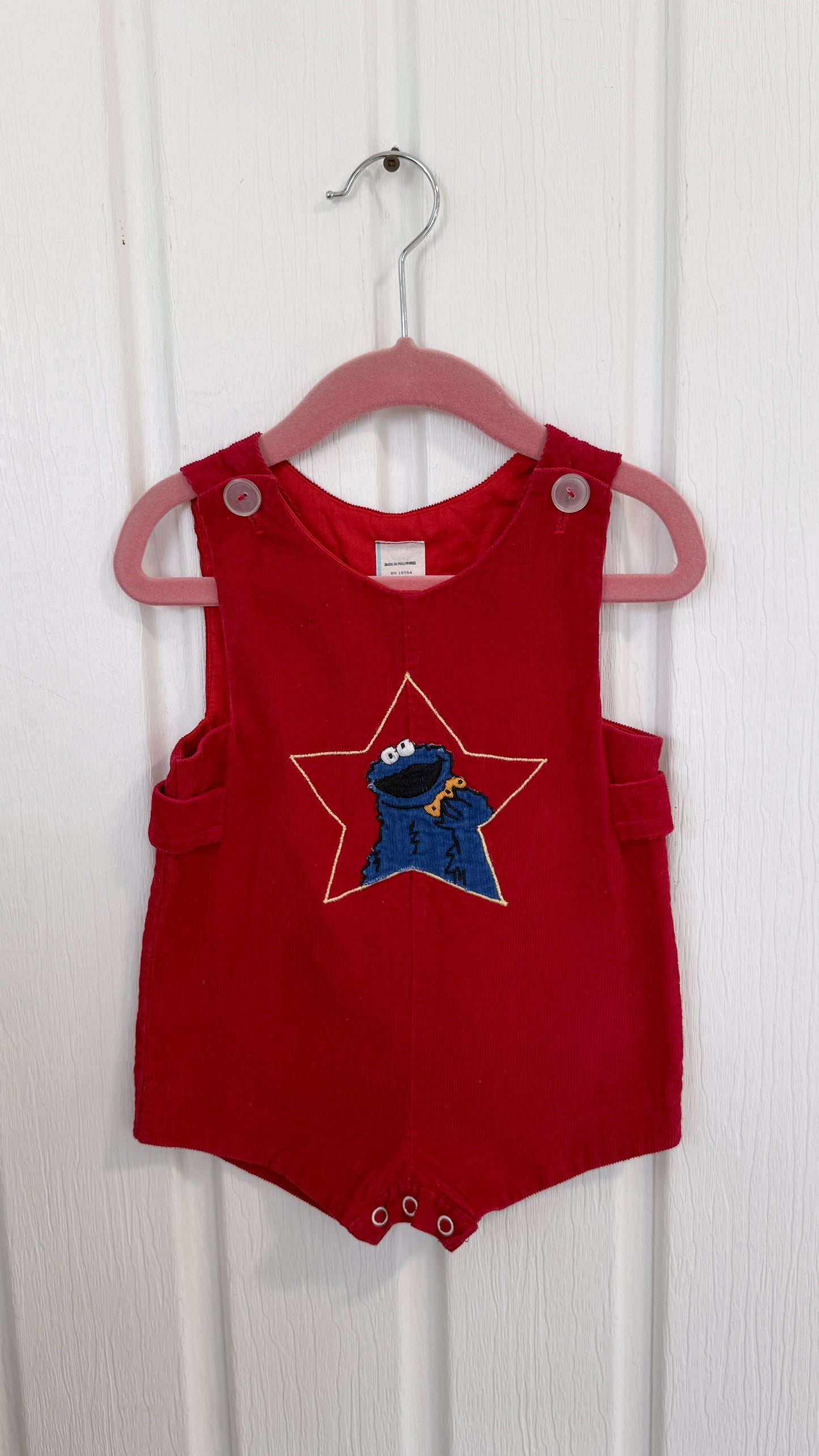 Enfants- salopette-shorts corduroy Cookie Monster- 18mois