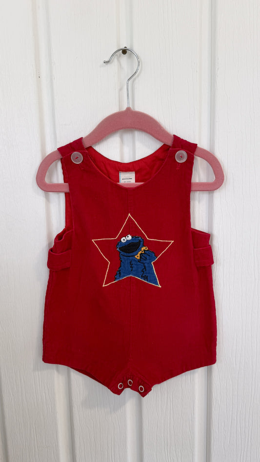 Kids - Cookie Monster corduroy overalls shorts - 18 months