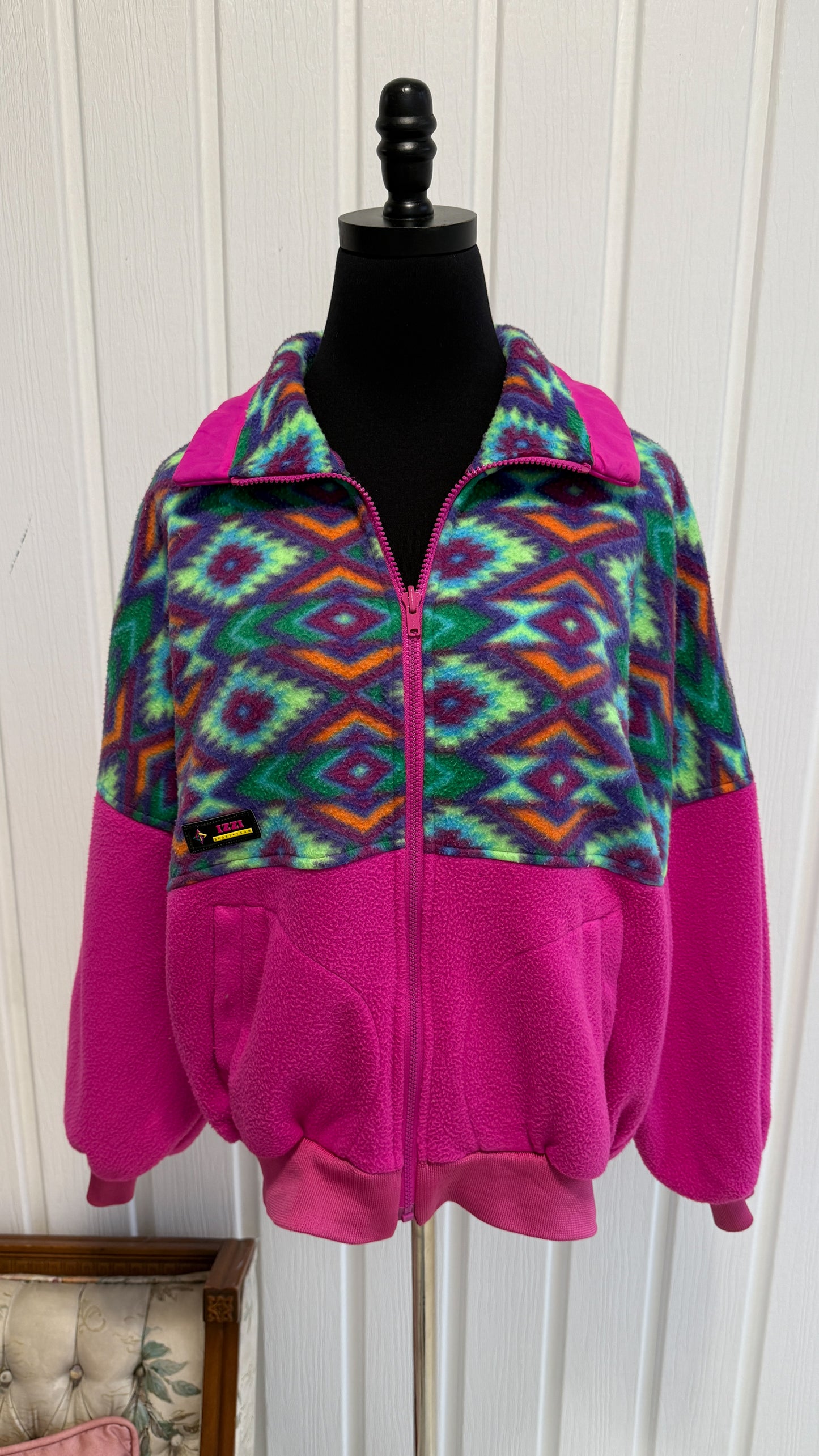 Veste en polar rose à motifs - medium