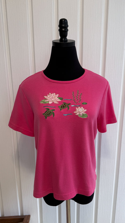 T-shirt rose tortues- small