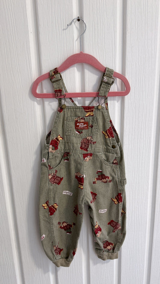 Enfants- salopette en jeans vert chiens- 24mois