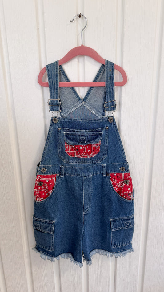 Children's bandana print short overalls - 8 years