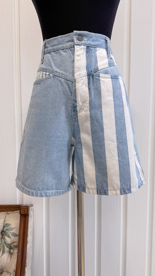 Shorts en jeans rayé- small