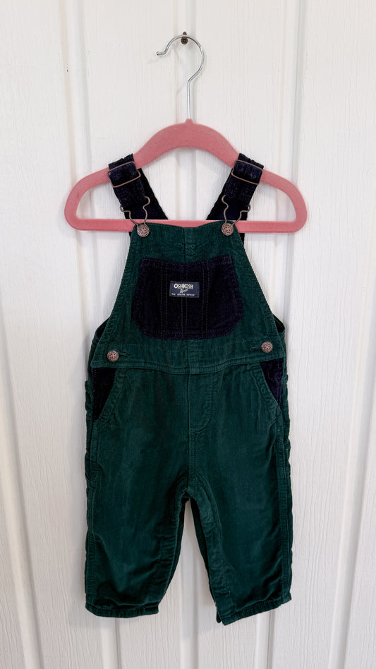 Kids - Oshkosh green and navy corduroy overalls - 18m