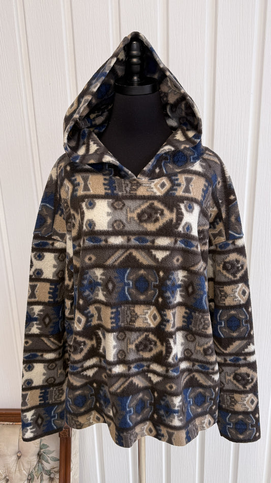 Chandail en polar brun rayures à motifs- large