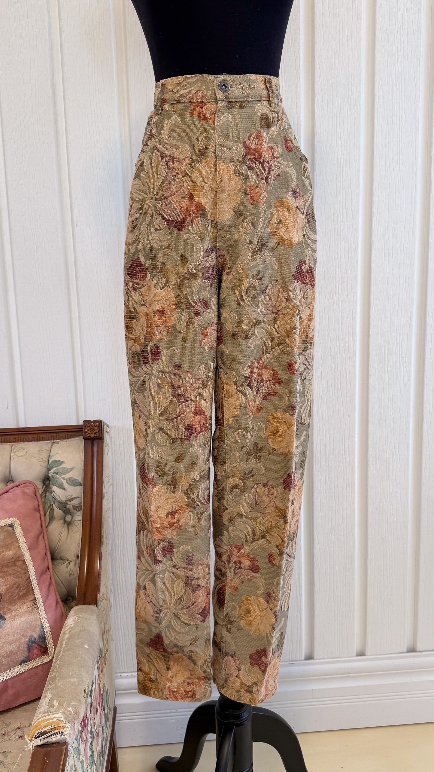 Pantalons vert fleuris - large