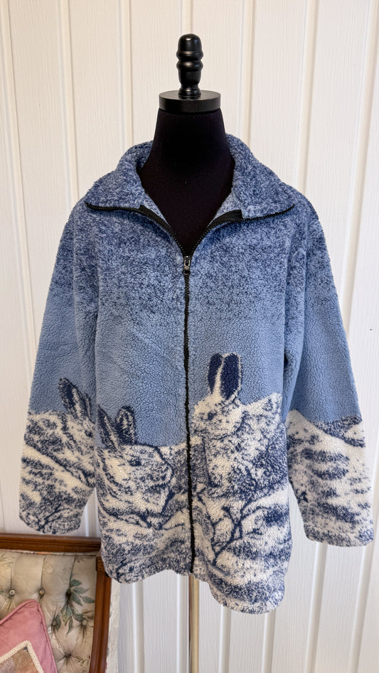 Veste en polar lapins bleu- small