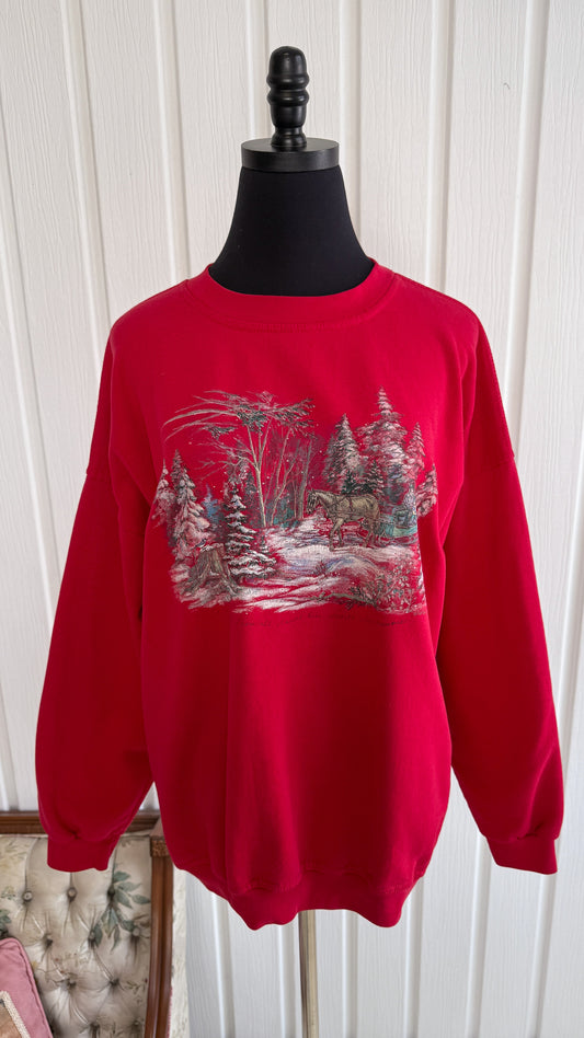 Chandail crewneck rouge caleche- x-large