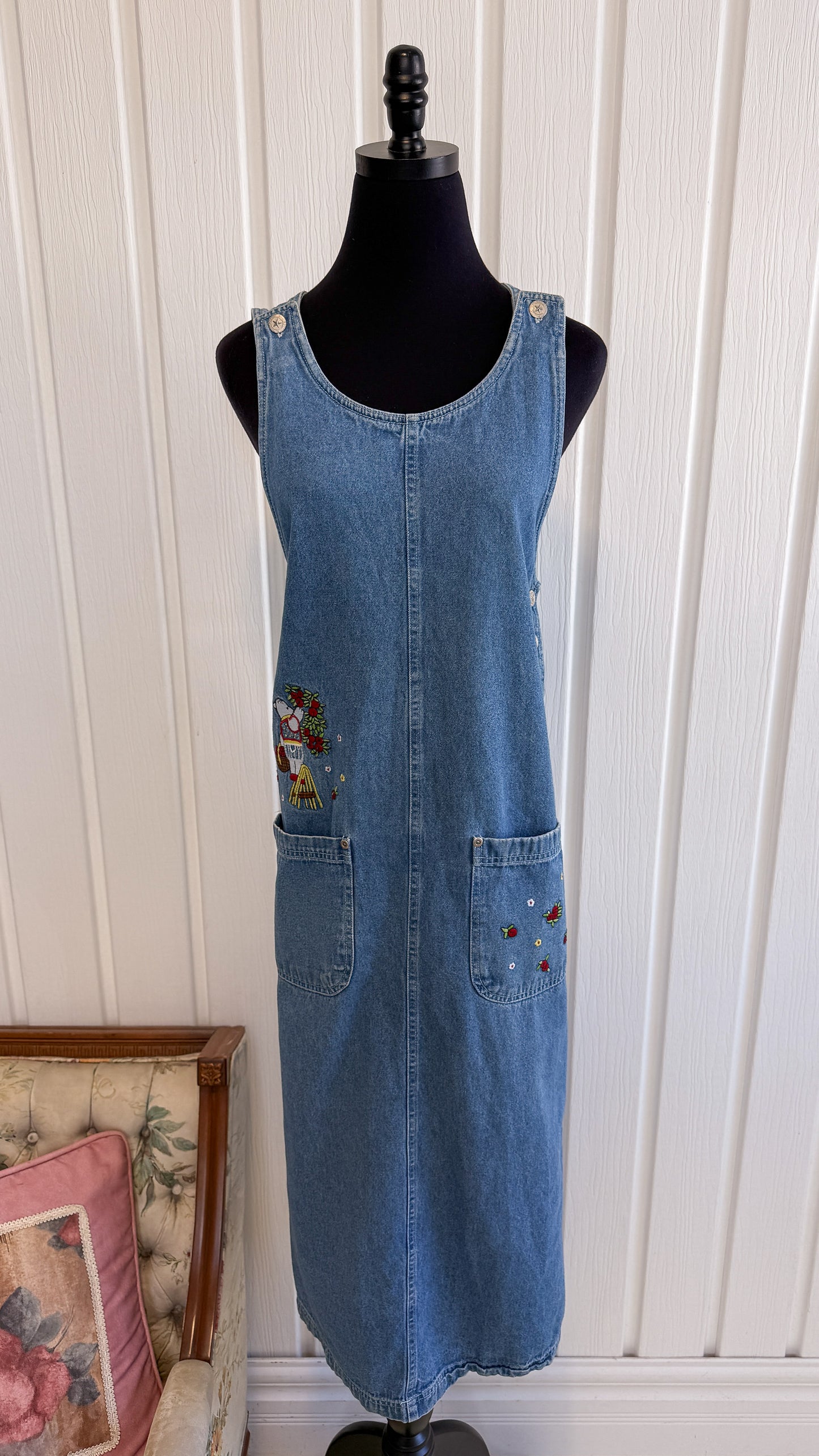 Robe en jeans brodée - medium