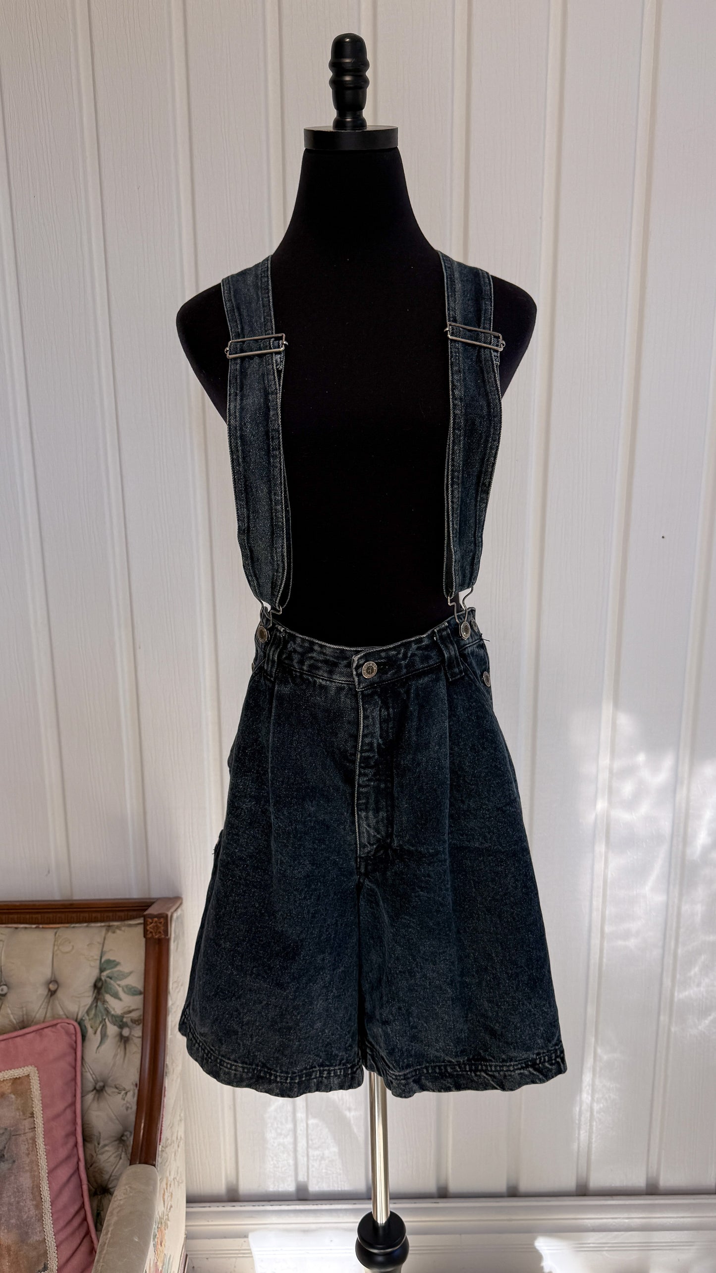 Salopette-shorts en jeans noir- large