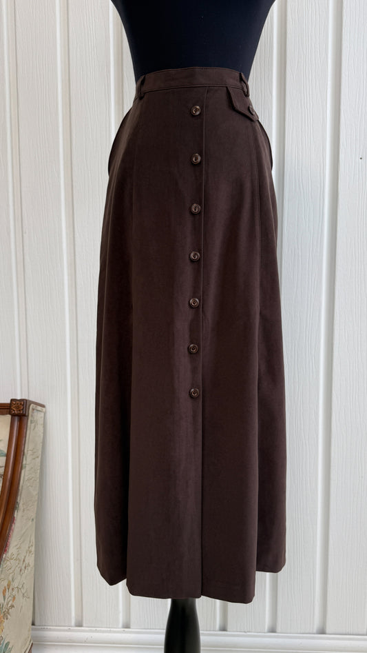 Medium brown button-front skirt