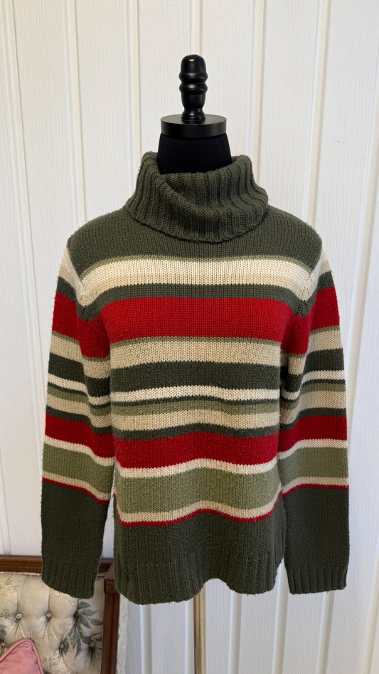 Chandail tricot rayé col roulé- medium