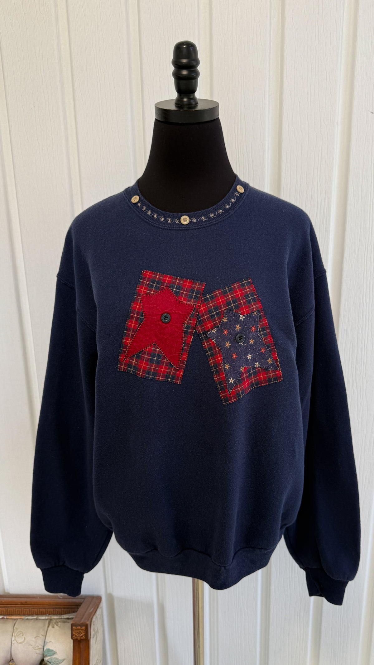 Chandail crewneck marine étoiles- medium