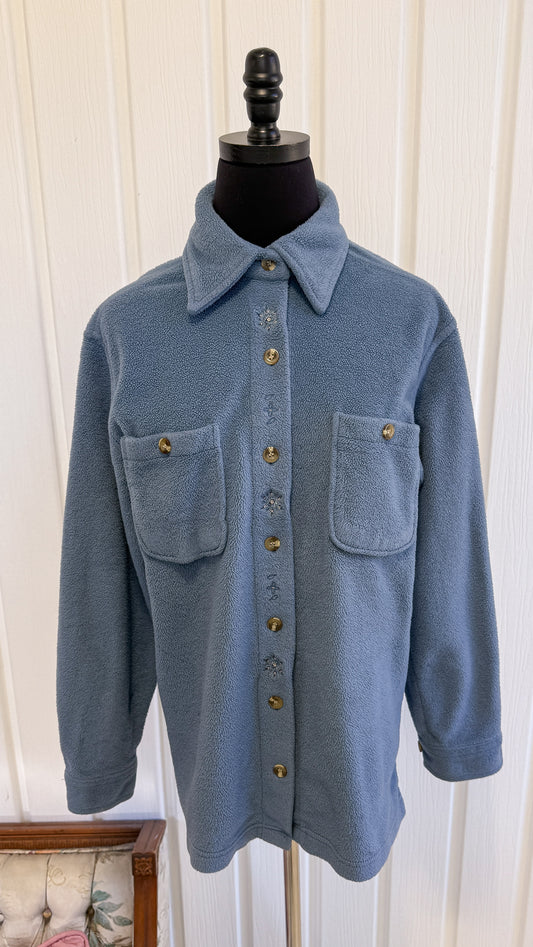 Veste/chemisier en polar bleu brodée- small
