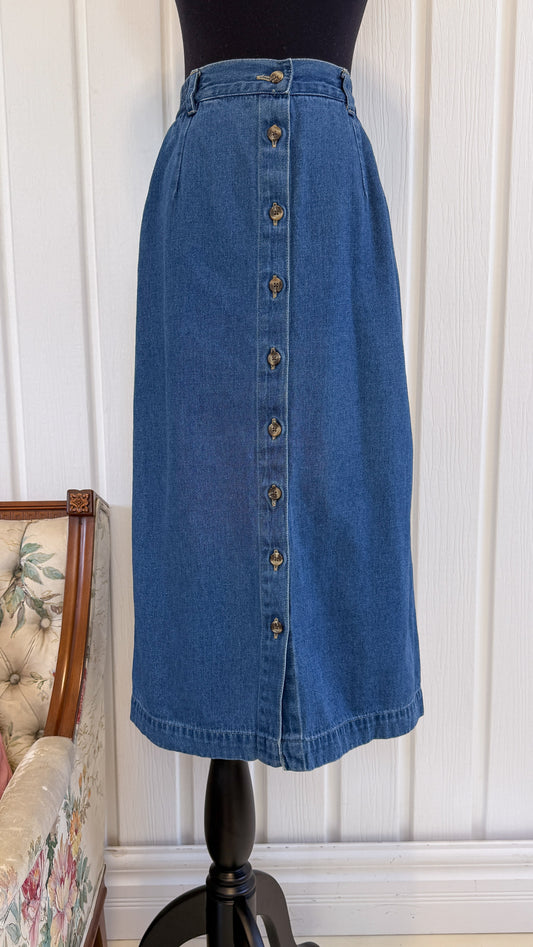 Button-up denim skirt - wide
