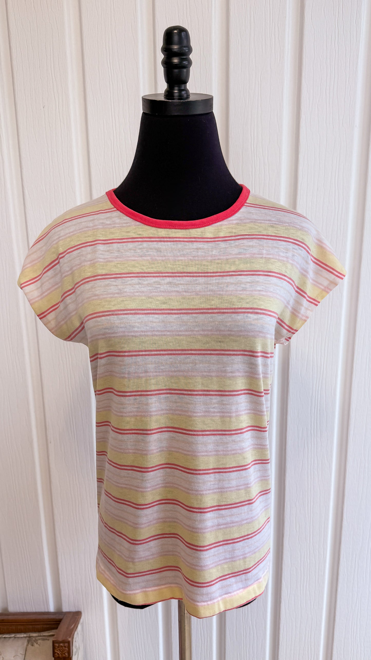 T-shirt rayé jaune et rose- small