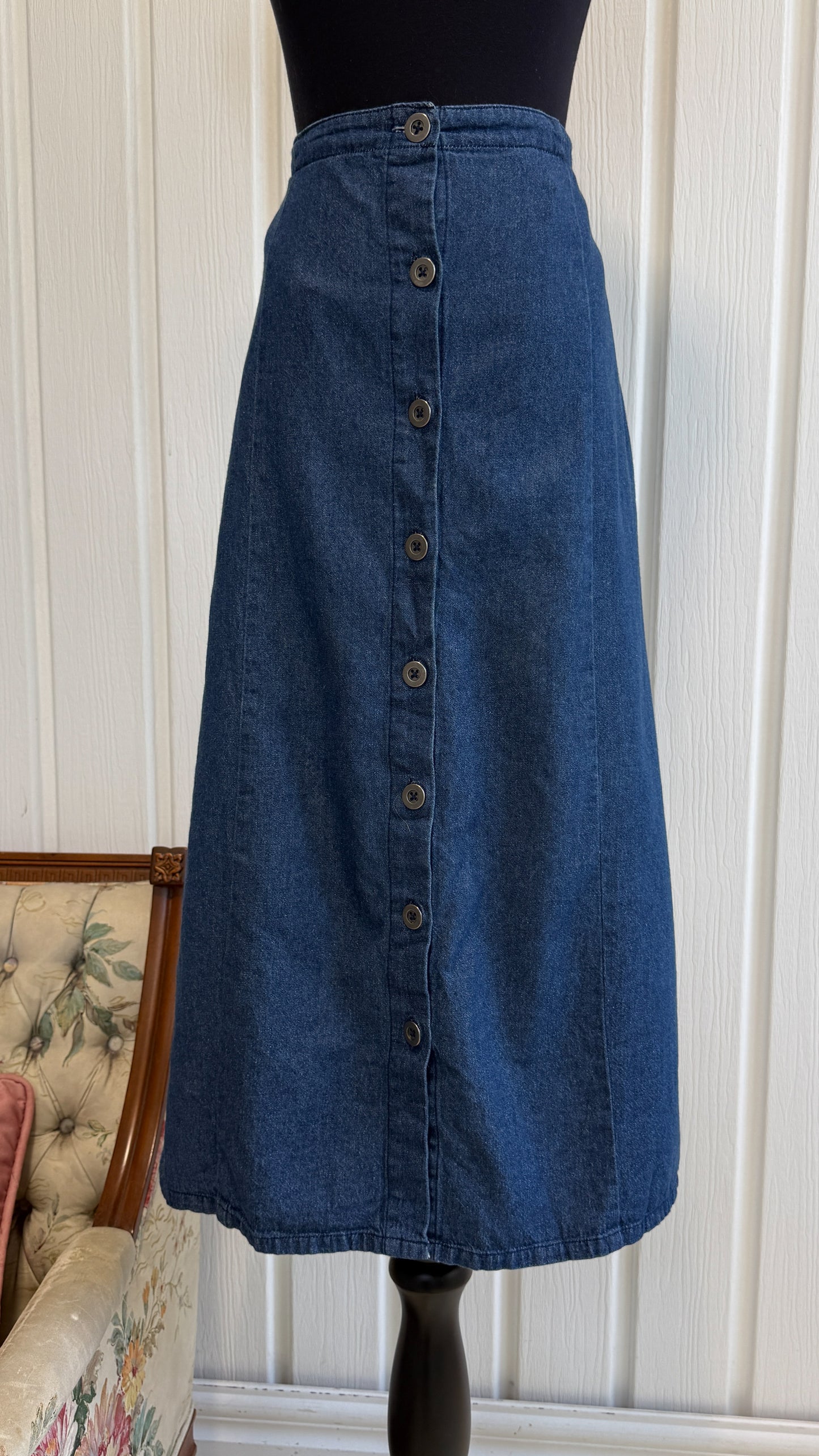Jupe en jeans foncé à boutons- small