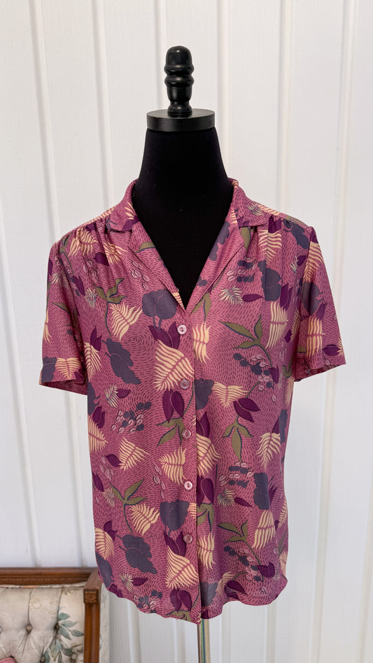 Chemisier mauve feuilles- medium