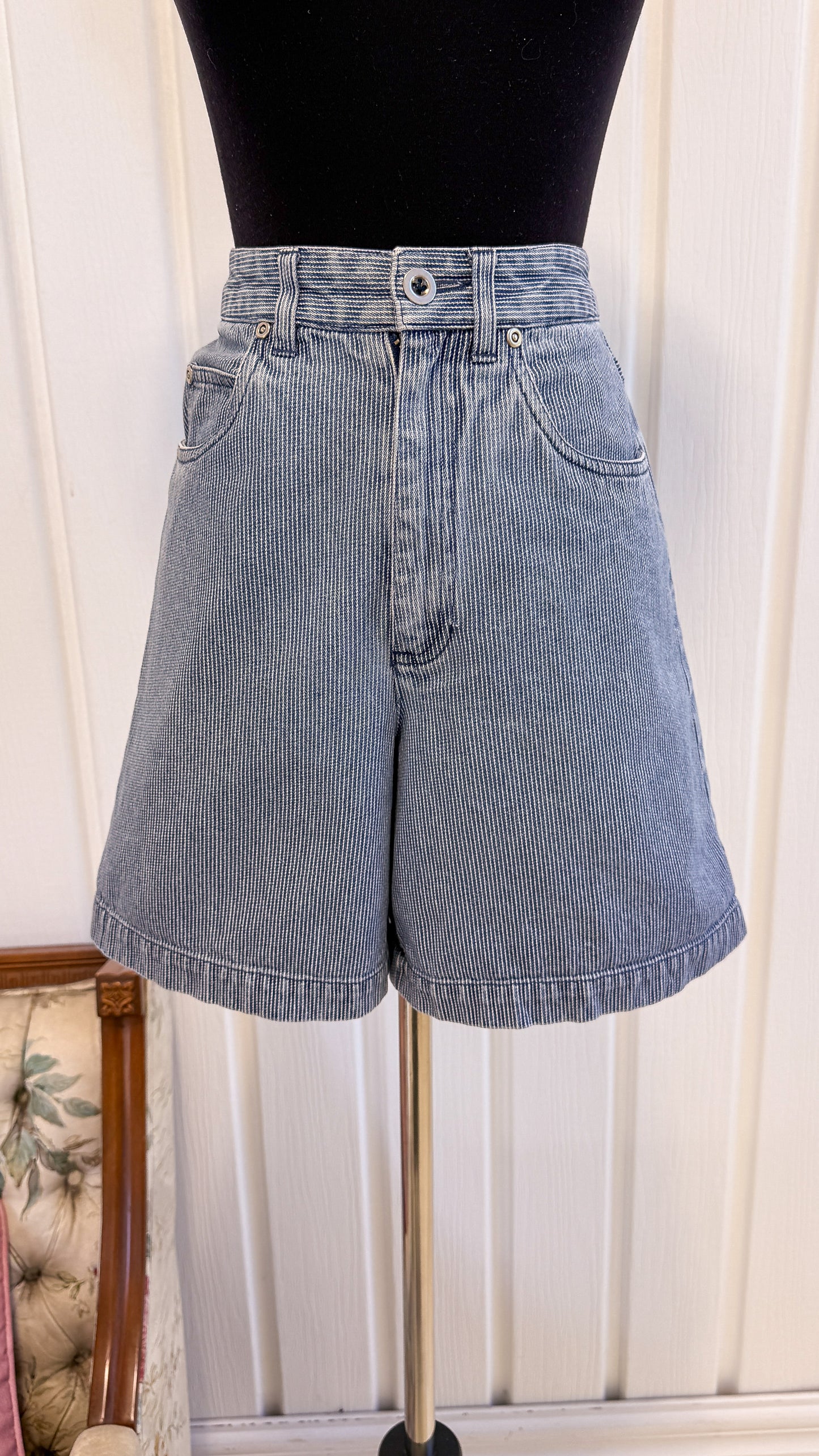 Shorts en jeans rayé bleu- small
