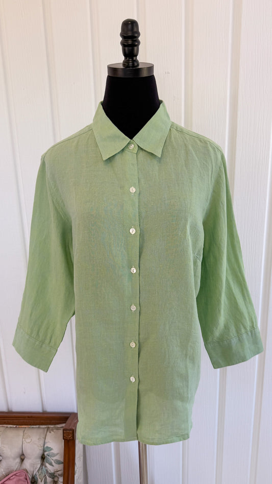 Chemisier en lin vert menthe- large