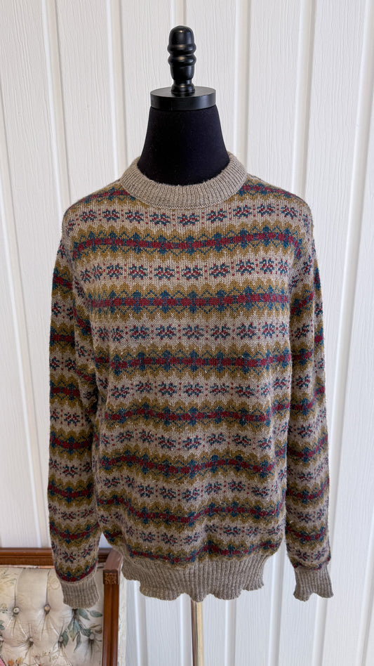 Chandail tricot taupe rayé - small