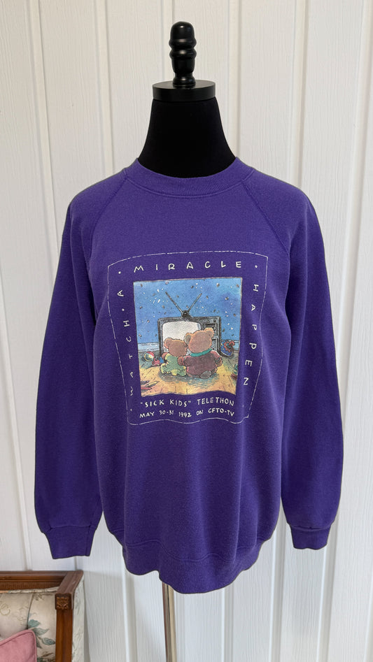 Chandail crewneck mauve Sick Kids Telethon 1992- small