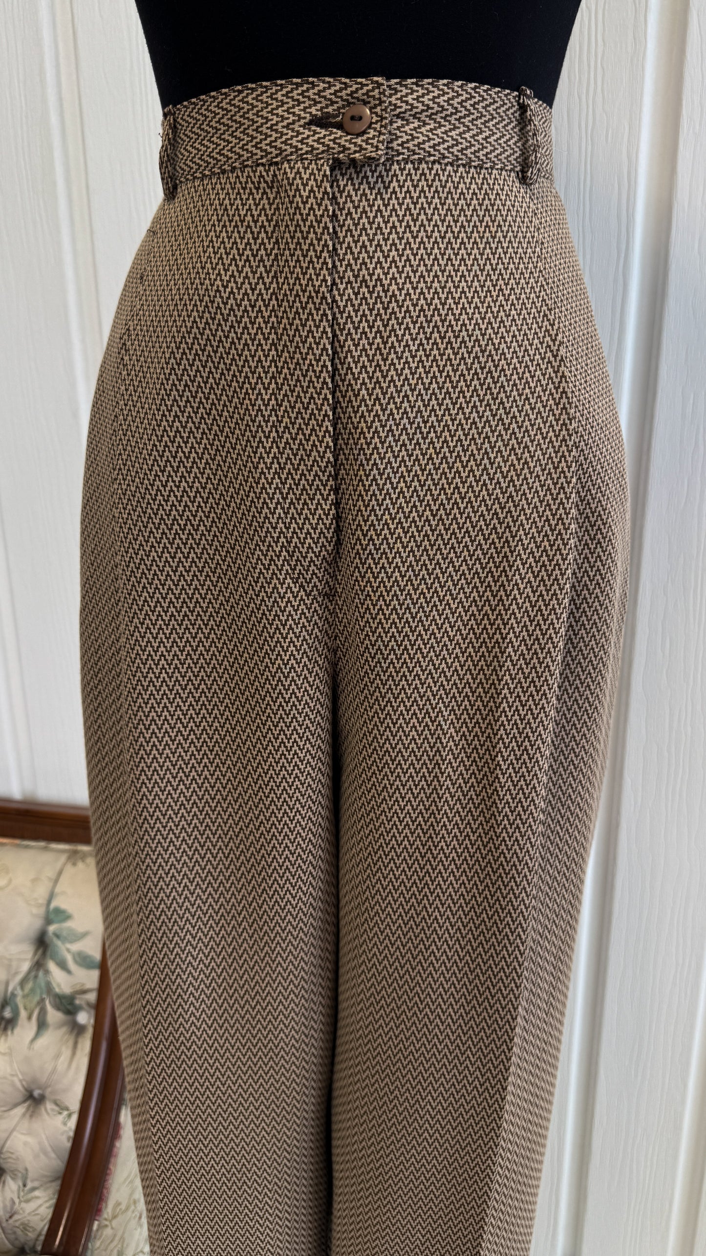 Pantalon beige zigzags brun- medium