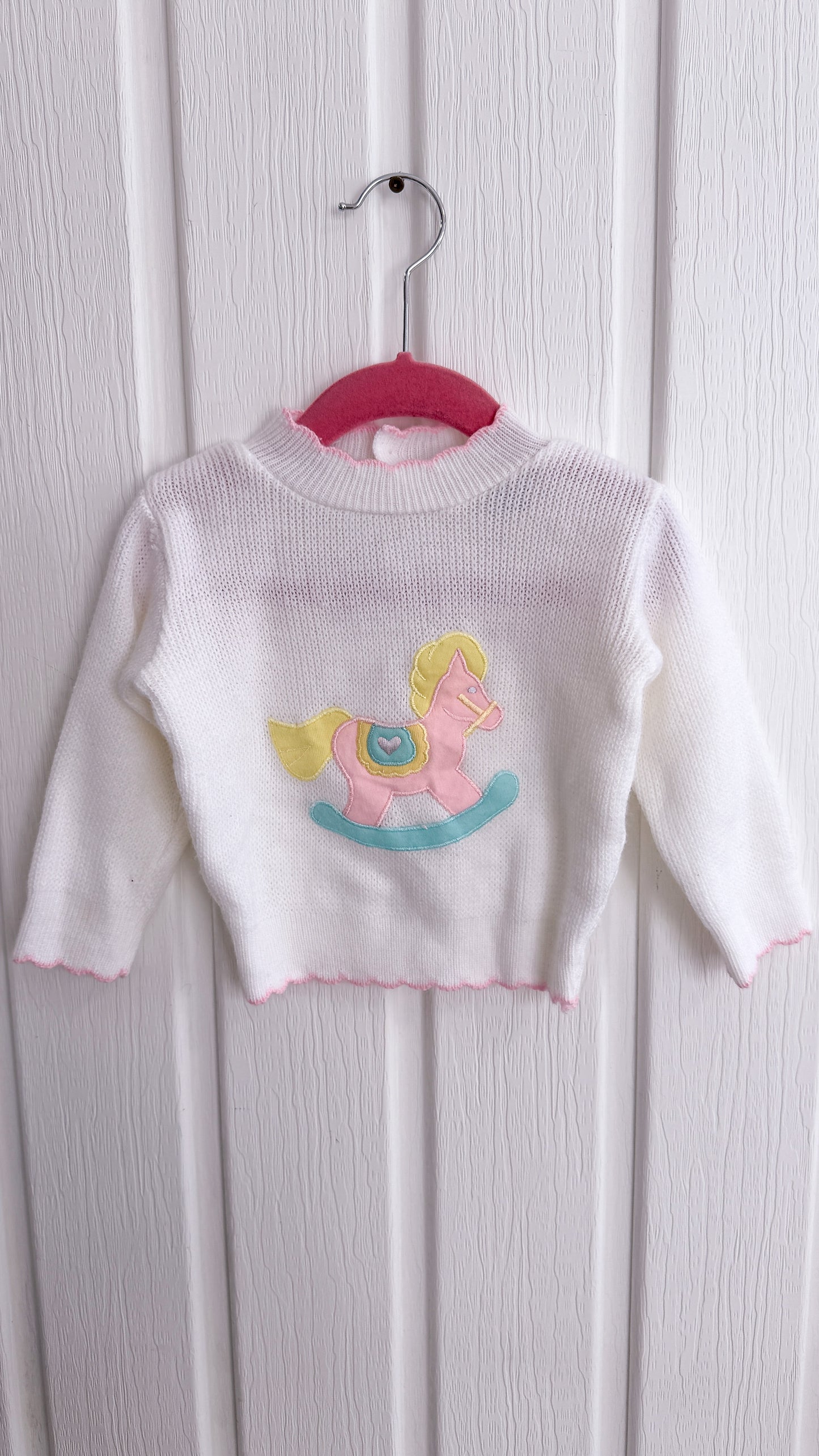 Children's rocking horse knitted sweater - 12m