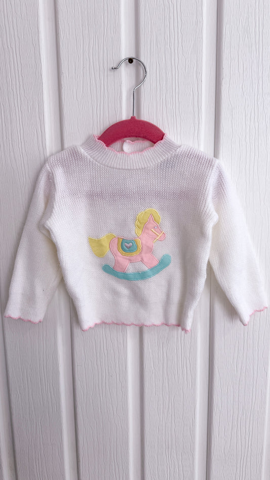 Children's rocking horse knitted sweater - 12m