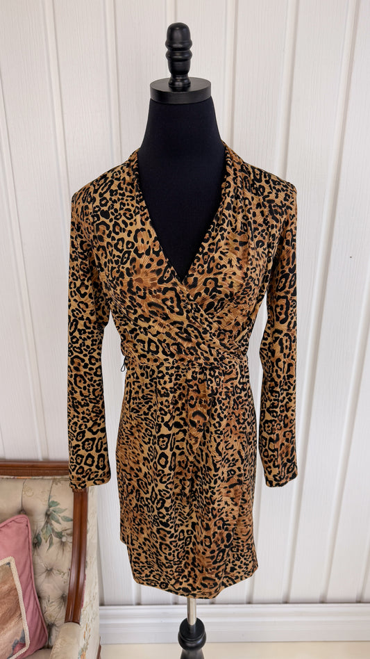 Leopard Wrap Dress - Small