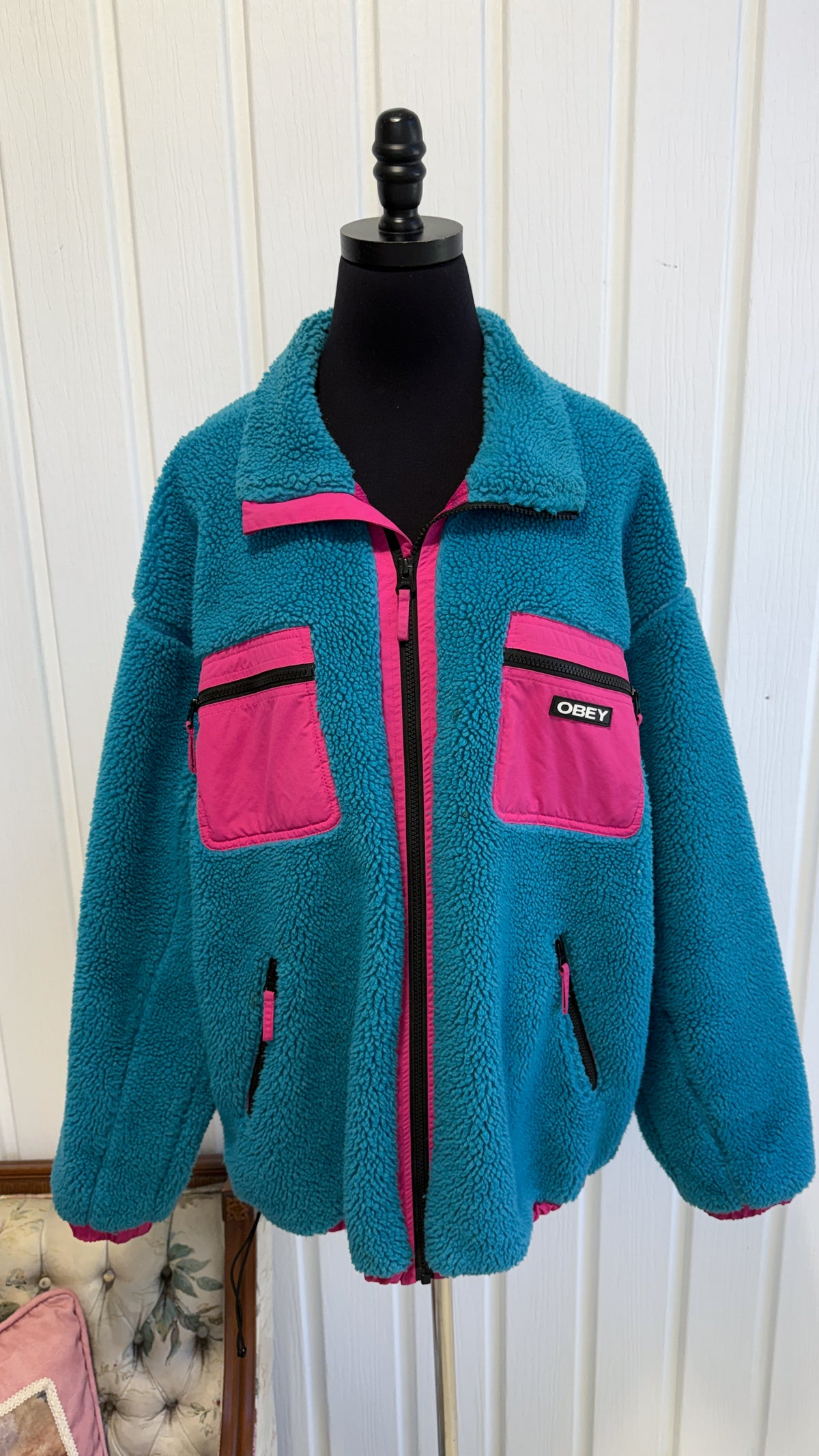 Veste en polar bleu Obey- x-large