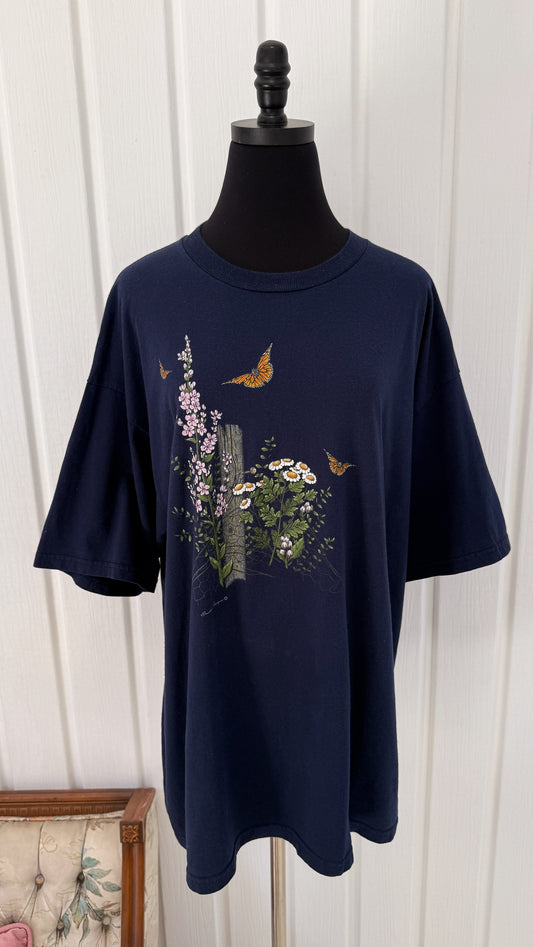 T-shirt marine papillons- x-large