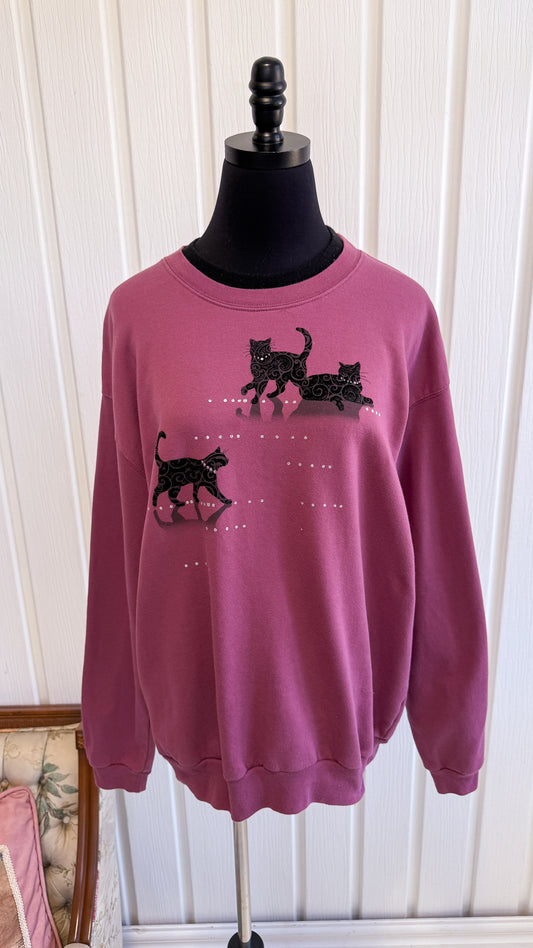 Chandail crewneck mauve chat- taille plus