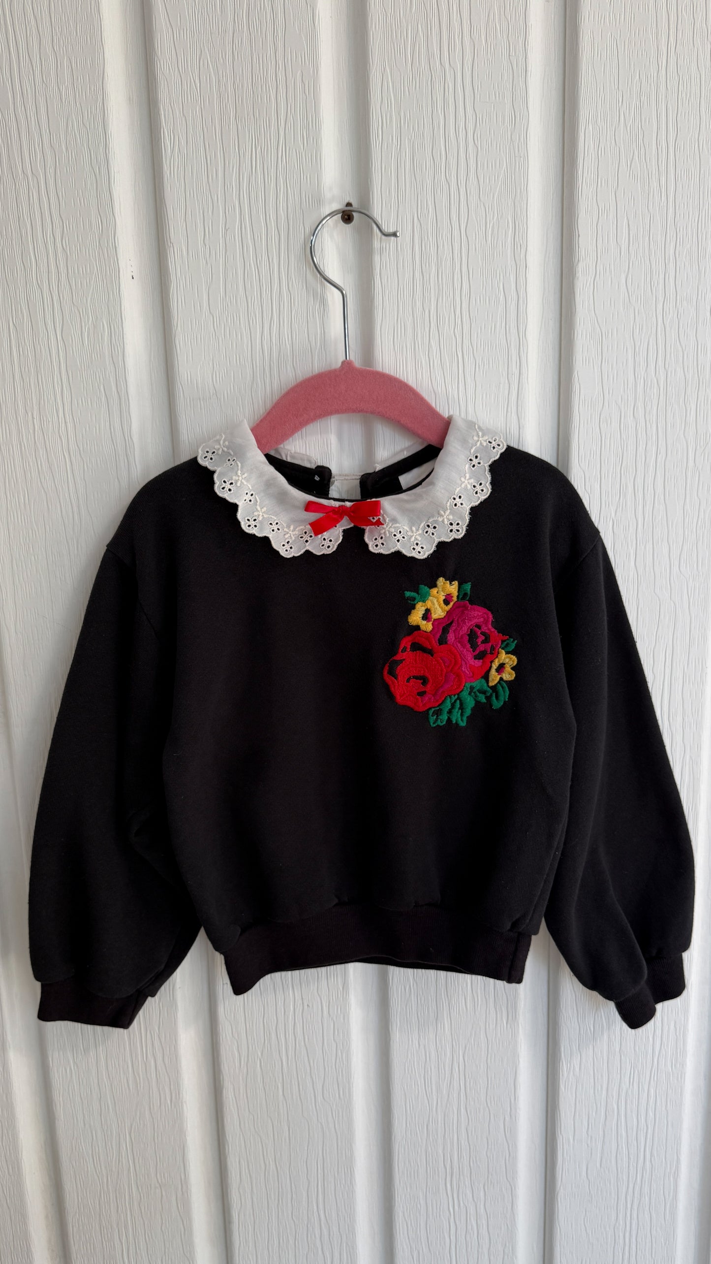 Enfants- chandail crewneck noir fleuris- 5