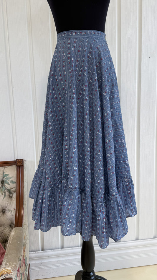 Jupe bleu fleurie rouge- x-small