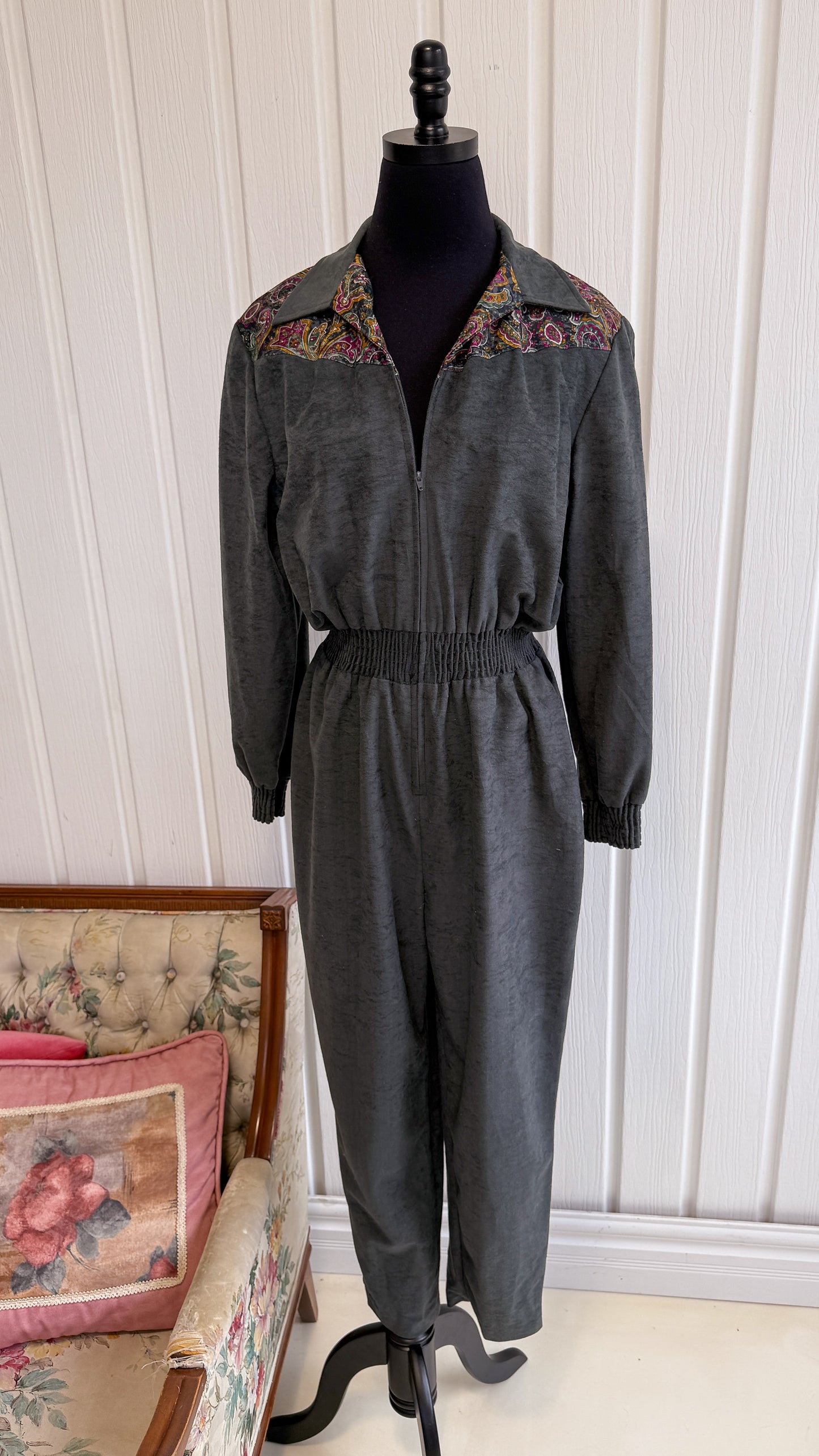 Jumpsuit en faux suède gris - large