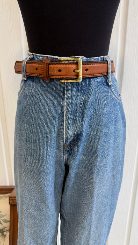 Ceinture en cuir brune pâle- large