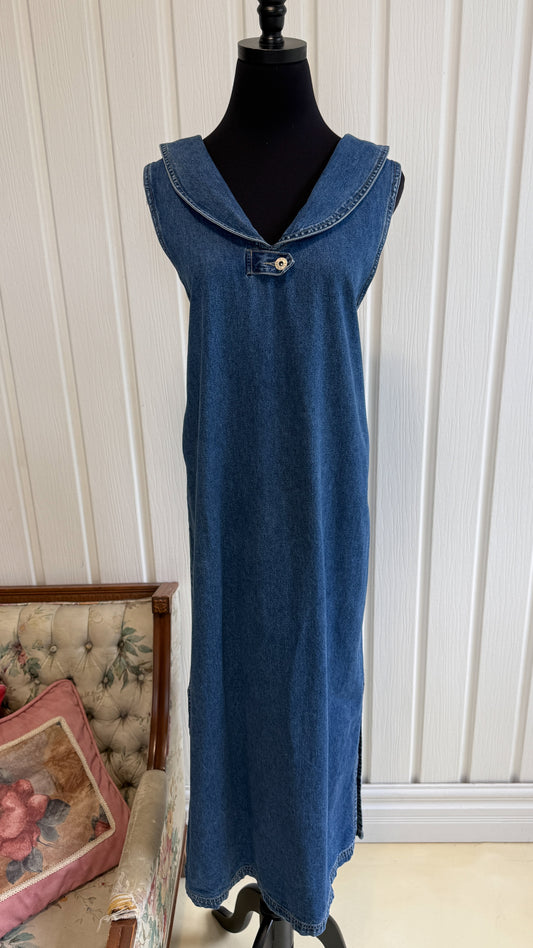 Robe en jeans à col- large